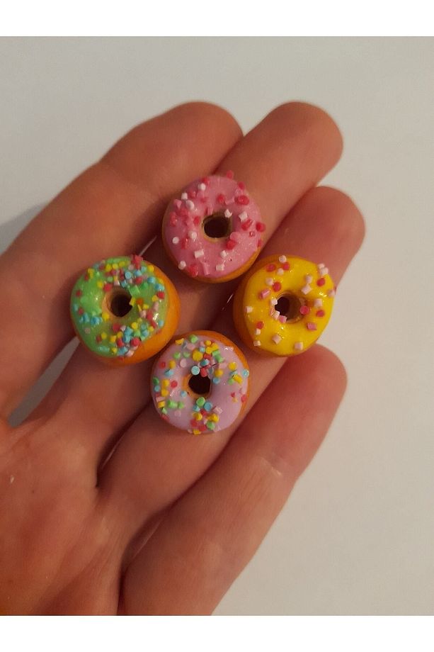 El Yapimi Fimo Miniature Pastel Renkler Donut 4 Adet Fiyat - 2