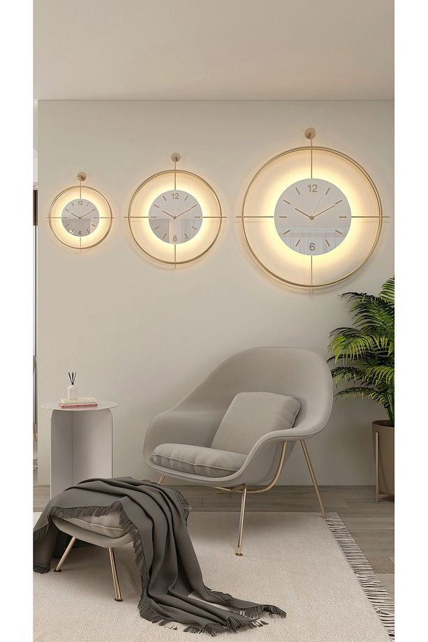 (G-37-LEDTek) MySery Exclusive Series - Ledli(pilli) - Modern Dekoratif Metal Duvar Saati - 4