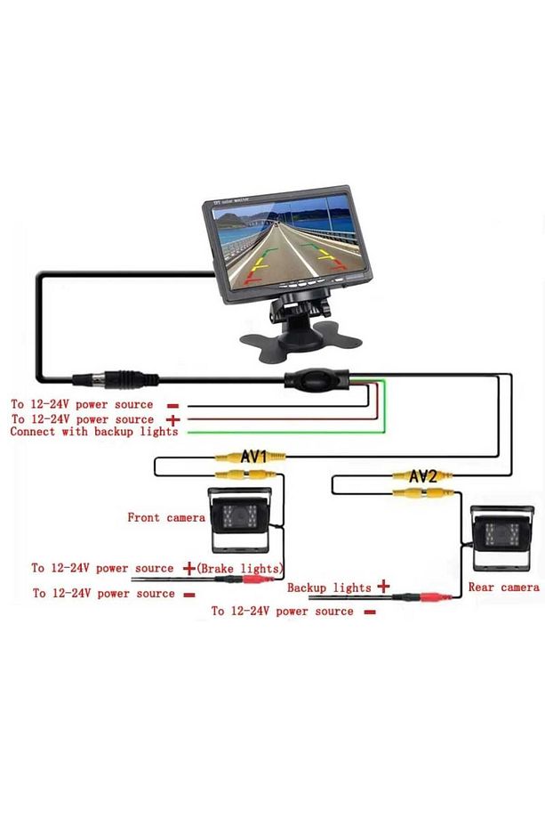Tarımsal Araç Traktör Biçerdöver 7 Inç Monitör 2 Adet Kamera Sistemi 12 24 Volt Uyumlu ( Twogo ) - 7