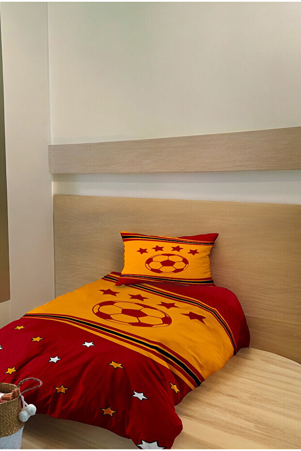 Fan Yellow Red Star Ball Patterned Single Baby Kids Bedding Set