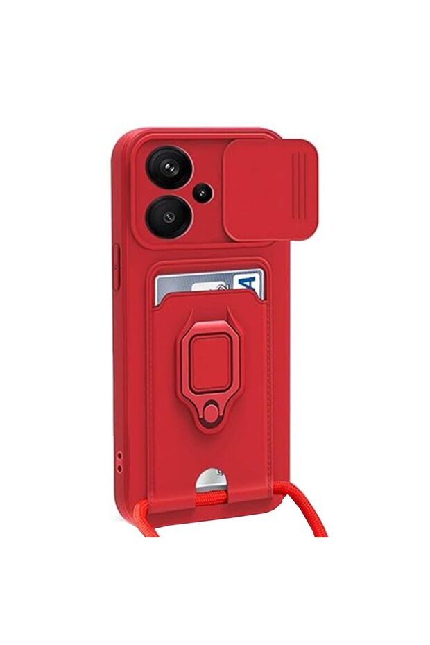 Redmi Note 13 Pro Plus Uyumlu Uyumlu Kılıf İpli Tasarım Kart Bölmeli Kamera Lens Korumalı - 2