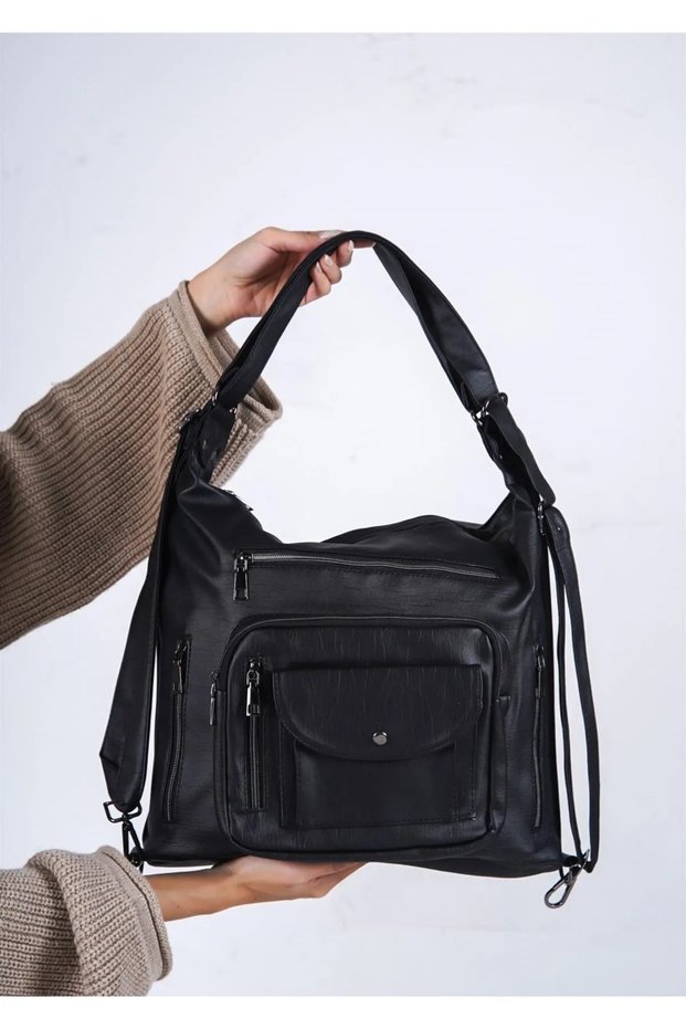 Vegan Washed Leather Women's Bag Back - Handle - Cross (3 in 1)