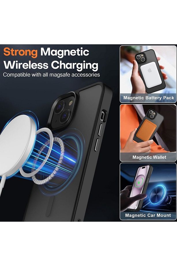 İphone 15 Kılıf Mat Magsafe Şarj Özellikli Darbe Önleyici Hassas Buton Renkli Yumuşak Kenar - 4