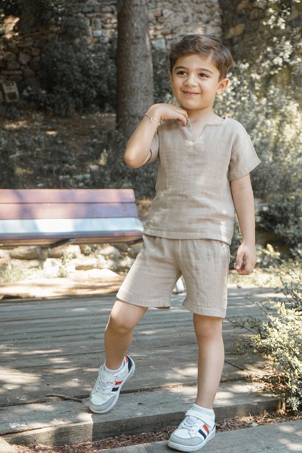 Boy's Muslin Short Sleeve T-Shirt Shorts Set of 2