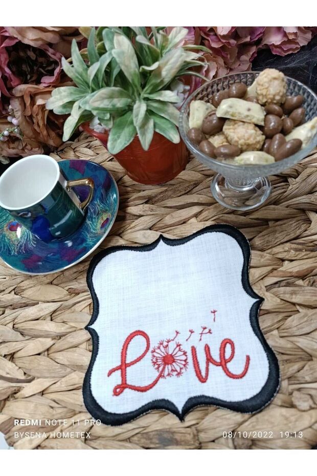 Love Cocktail and Coffee Side Serving Napkin 1 Piece Black Colored