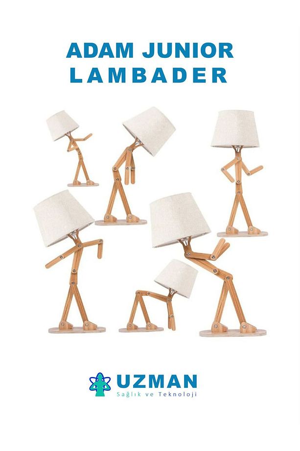 Adam Junior Lambader, Ahşap Aydınlatma, Köşe Lambası, İnsan Şeklinde Eklemli Abajur - 4