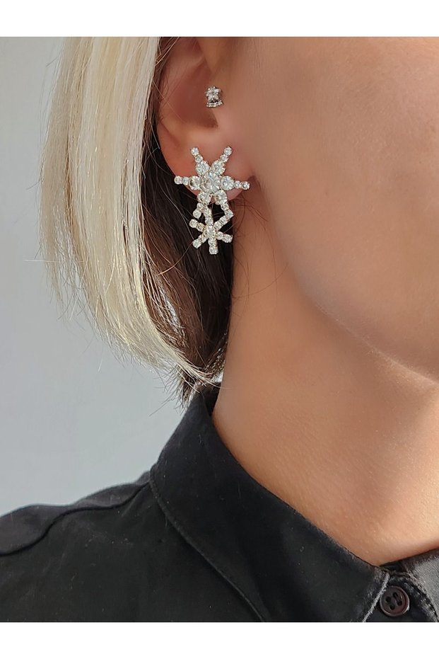 Snowflake Model Crystal Stone Earrings