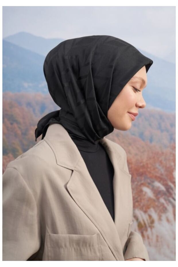 وشاح جاكار من القطن الحريري بنمط متعرج - 2