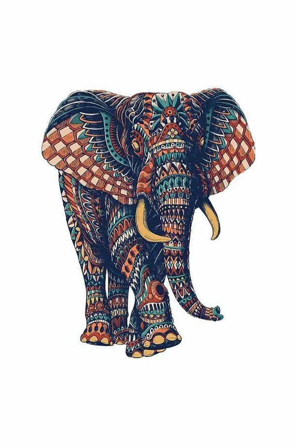 Benzersiz Şekilli Yapboz Ahşap Puzzle Mandala Desen Fil 2 Jigsaw A4 Boy - 1