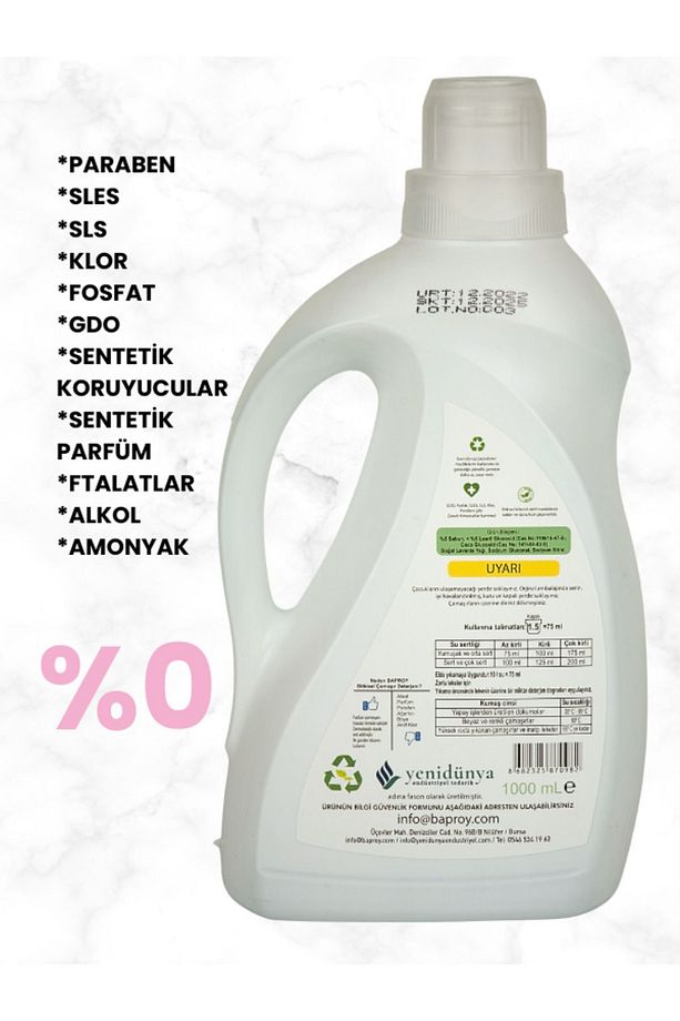 Bitkisel Çamaşır Deterjanı 1 Litre + Bitkisel Çamaşır Yumuşatıcısı Doğal Lavanta Yağlı 1 Litre - 3