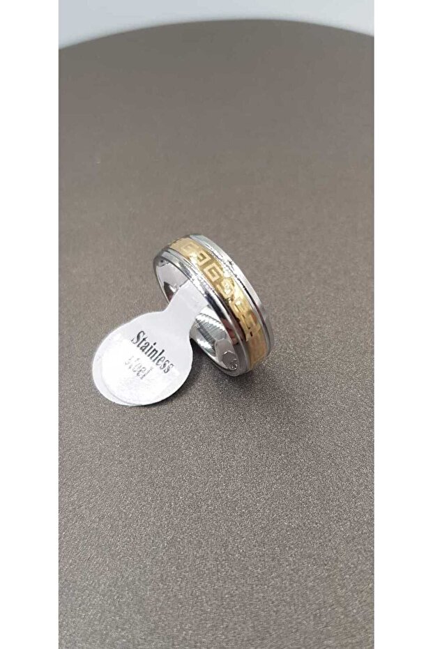 Men's and Women's Steel Ring - 6mm Greek Pattern Model, for Lover, Spouse, Promise, Engagement, Marriage Band