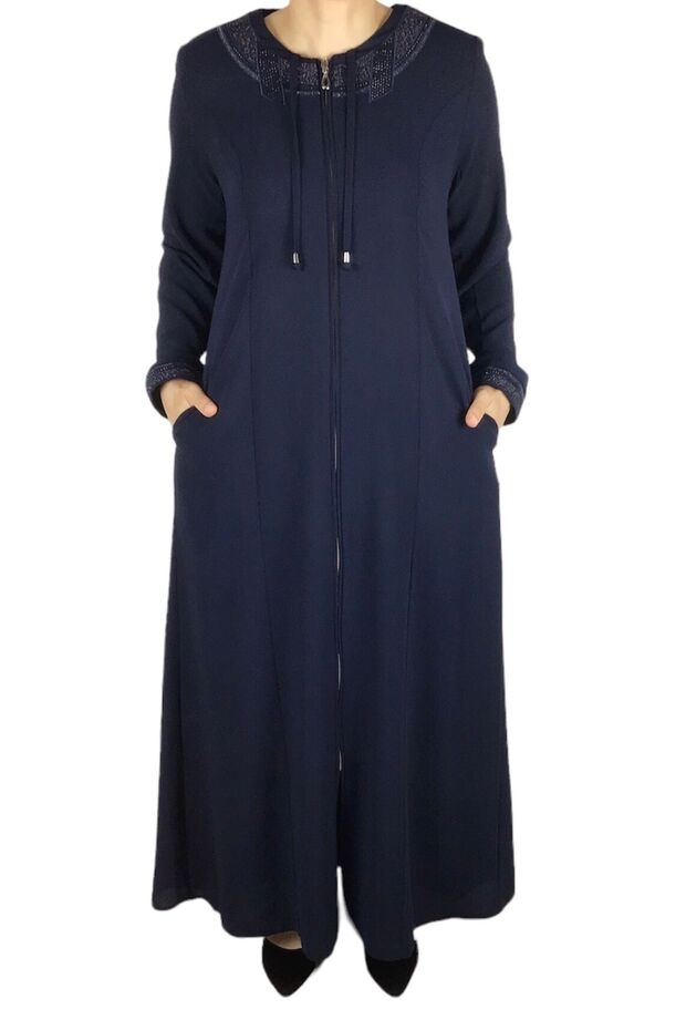 WOMEN'S HONEYCOMB FABRIC, DRAWSTRING COLLAR , Pocketed HANDLES, PLUS SIZE ABAYA