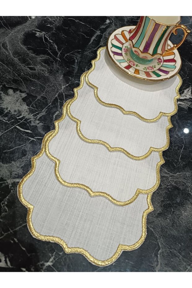 Gold Simli Sade Kokteyl Ve Kahve Yanı Peçetesi 4 Adet - 1