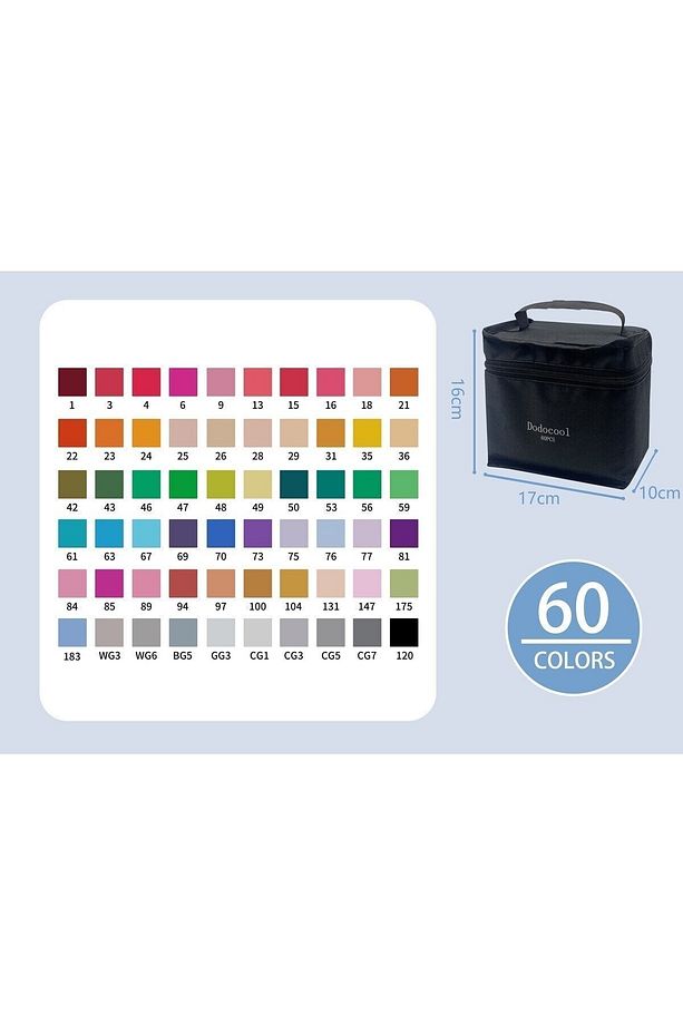 Touch Marker  Art Çift Uçlu 60 Adet  Kalem Seti  Çantalı Premium Boyama Kalemi - 8
