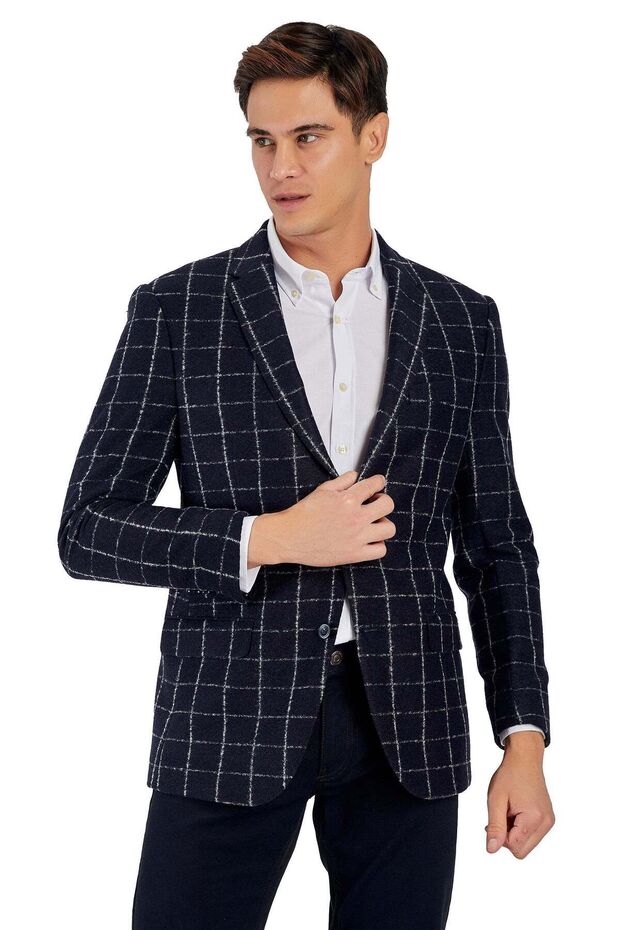 سترة رجالية باللون الأزرق الداكن - Sofıy Navy - 4