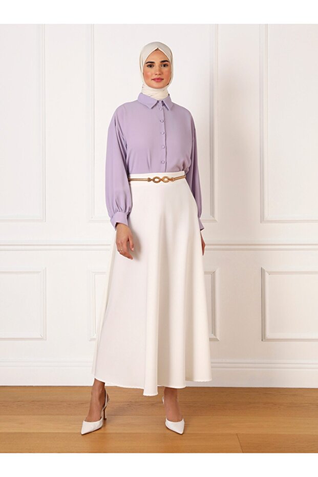 Classic Fabric Flounce Skirt - Off White - Refka