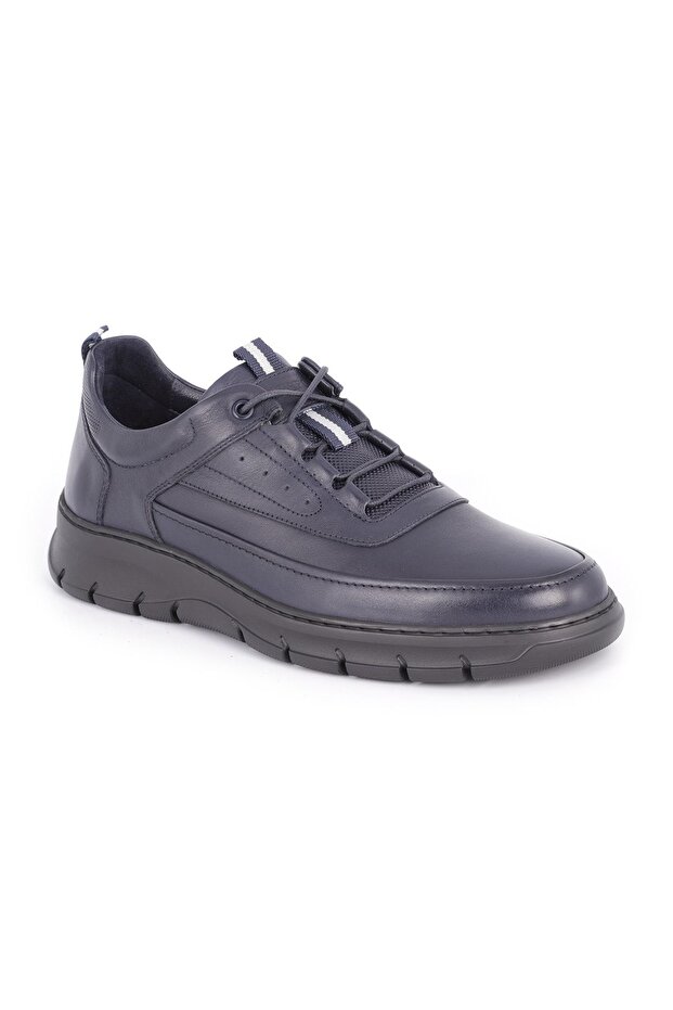 L4501 Leather Men's Casual Shoes Navy Blue