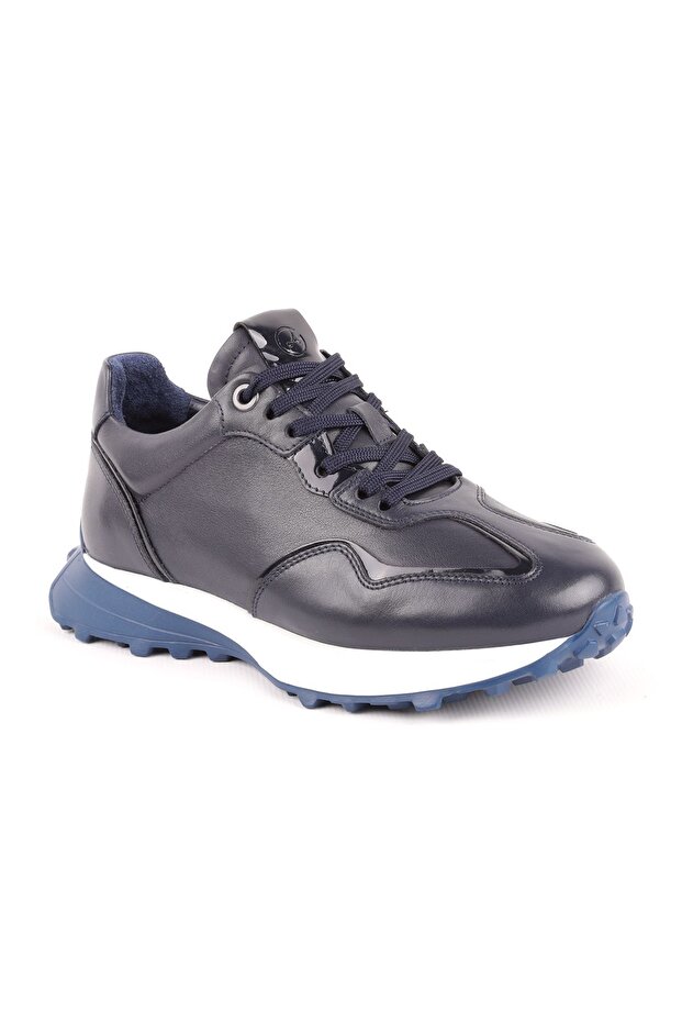 L4821 Leather Men's Sports Shoes Navy Blue