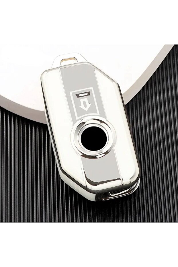 حافظة مفاتيح الدراجة النارية BMW Tpu باللون الأبيض الفاتح