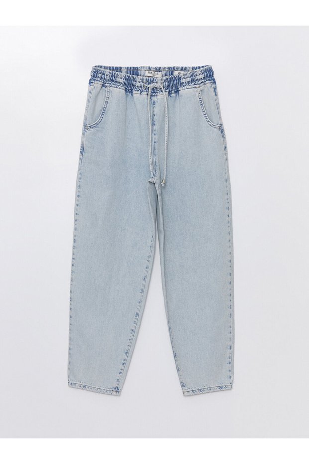 Mom Fit Women's Jean Trousers with Elastic Waist