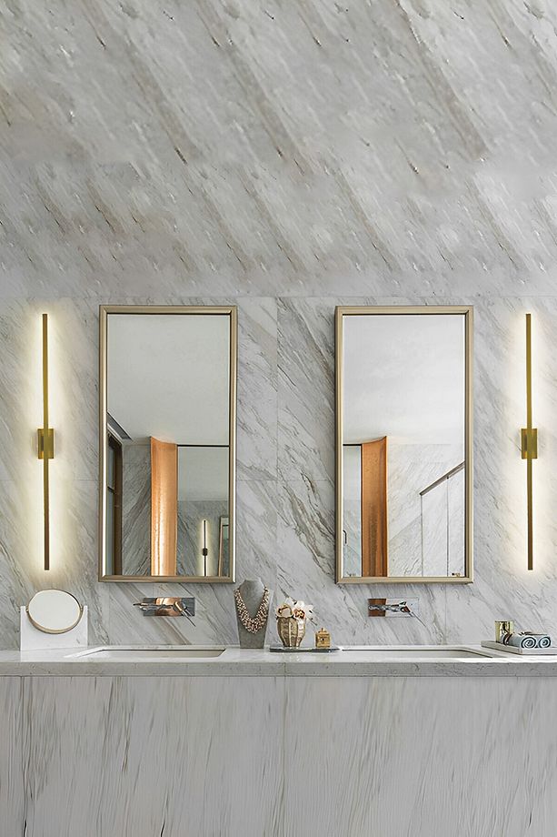 Modern Dekoratif Çubuk Led Duvar Aplik 70 Cm Bronz Profil (dikdörtgen Rozanslı) 3000k Sarı Işık - 2