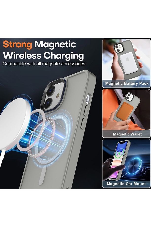 İphone 12 Uyumlu Kılıf Mat Magsafe Şarj Özellikli Darbe Önleyici Hassas Butonlu Renkli Yumuşak Kenar - 6