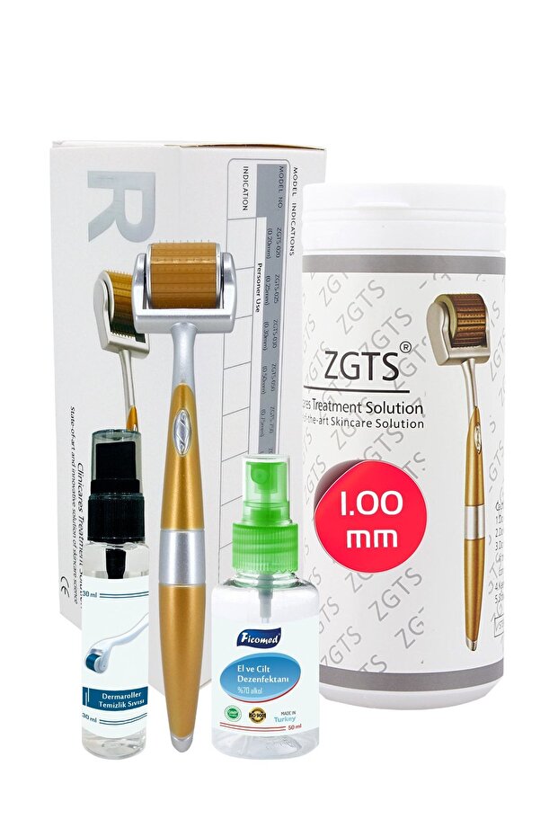 White Dermaroller 1.00mm Disinfectant Gift 192 Titanium Needles Gold Derma Roller 1.00-1.49 mm 0-19