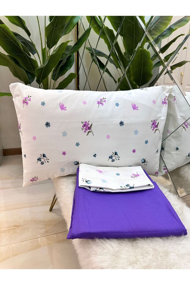 Double Elasticated Sheet Pillow Set 100% Cotton - 4