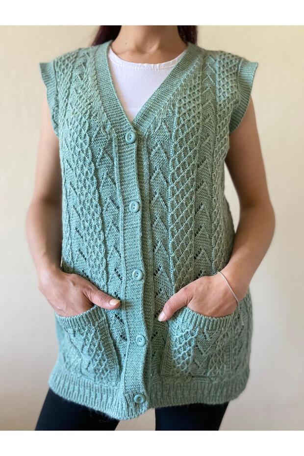 Women's Knitwear Double Pocket Mother's Vest