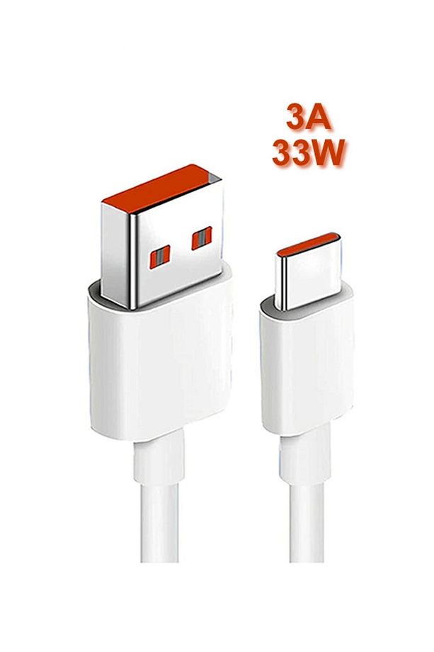 Type-c Şarj Ve Data Kablosu 3a 33w 1 Metre Beyaz Turuncu Kablo - 1