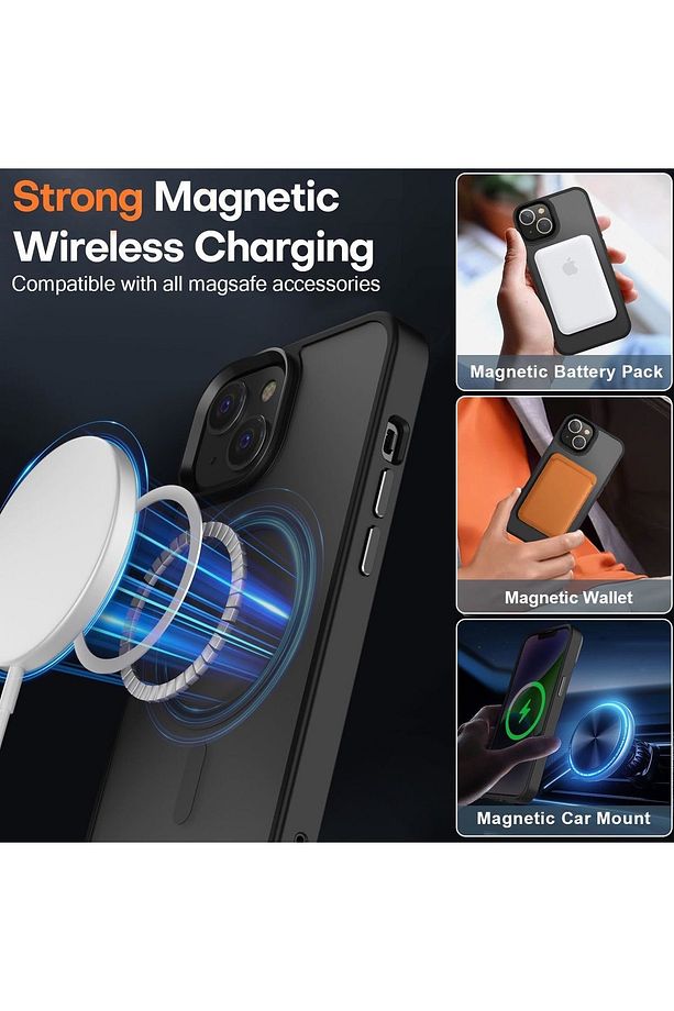 İphone 13 Kılıf Mat Magsafe Şarj Özellikli Darbe Önleyici Hassas Buton Renkli Yumuşak Kenar -Sio - 5