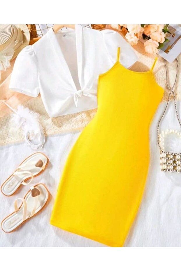 Crop gömlek elbise - 1