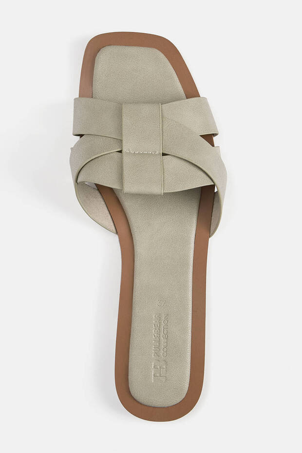 Çapraz bantlı düz sandalet - 5