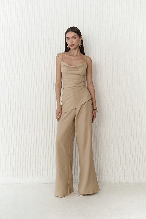 Javier Mink Blouse Pants Set