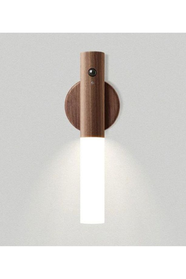 Modern Sensörlü Usb Şarjlı Mıknatıslı Taşınabilir Duvar Aplik Masa Lambası Ahşap Görünümlü Gün Işığı - 5