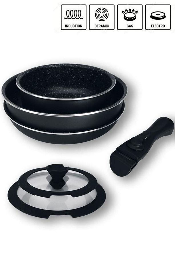 Winterbach Pangenio 6 Parça Granit Tava Ve Tencere Seti Siyah – Sp100 C320.139 - 1