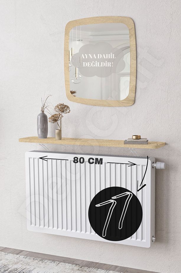 80x18 Cm - Duvara Montajsız Rivoli Petek Üstü Uçan Raf Dresuar Oval Kesim - 1