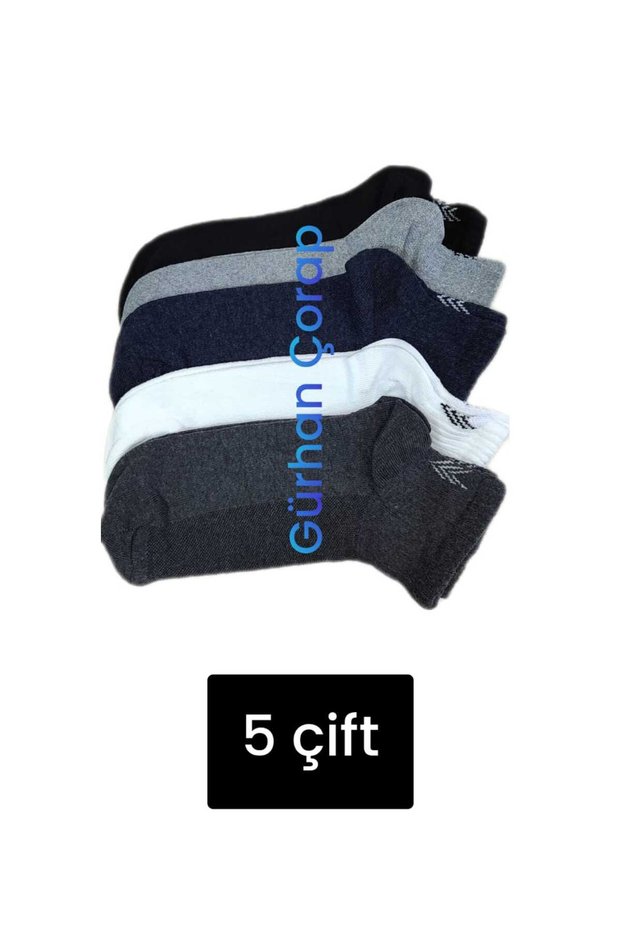 5 Pairs of Men's Cotton Sports Ankle Socks, Assorted Colors