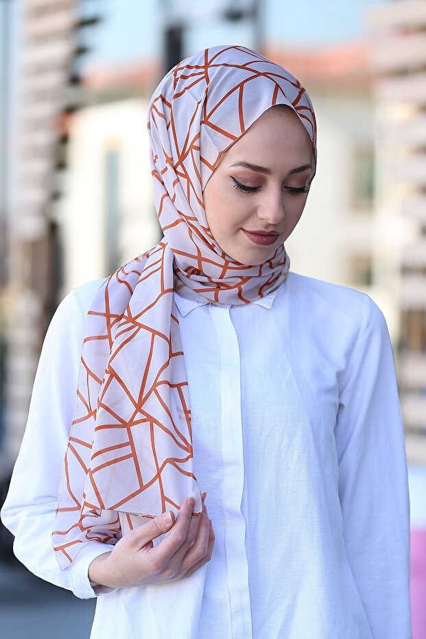 مسحوق شال شيفون واسع بنمط مثلث - 3