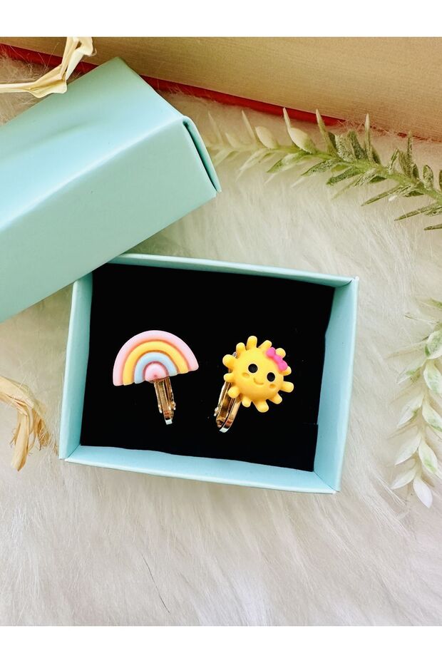 Children's unicorn rainbow earrings with screw clips - no piercing earrings