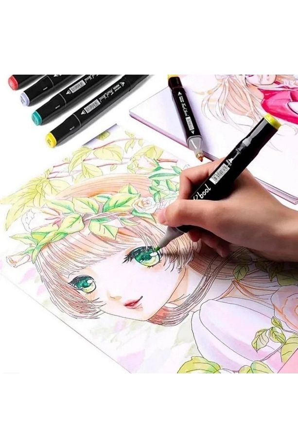 Touch Marker  Art Çift Uçlu 48 Adet  Kalem Seti  Çantalı Premium Boyama Kalemi - 7