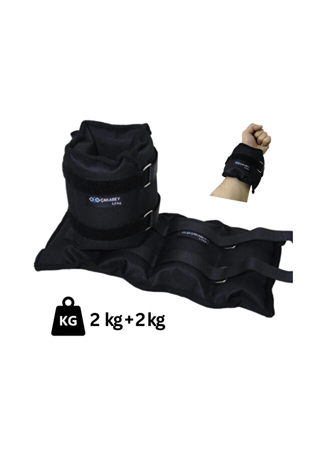 Hand Ankle Weight 2 kg + 2 kg Pair (Total 4 kg) Black Sandbag