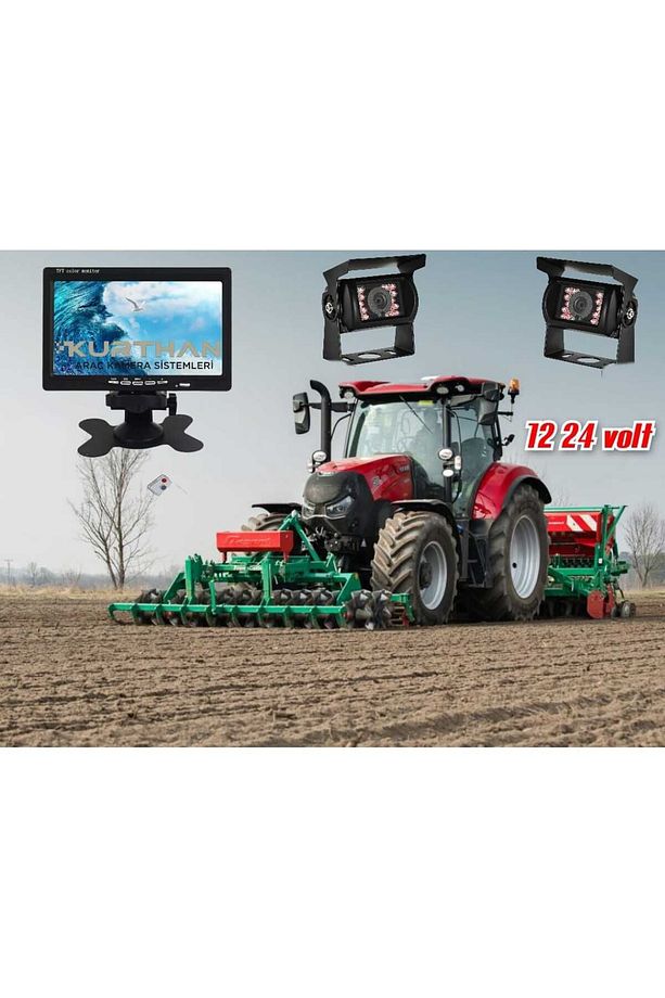Tarımsal Araç Traktör Biçerdöver 7 Inç Monitör 2 Adet Kamera Sistemi 12 24 Volt Uyumlu ( Twogo ) - 6