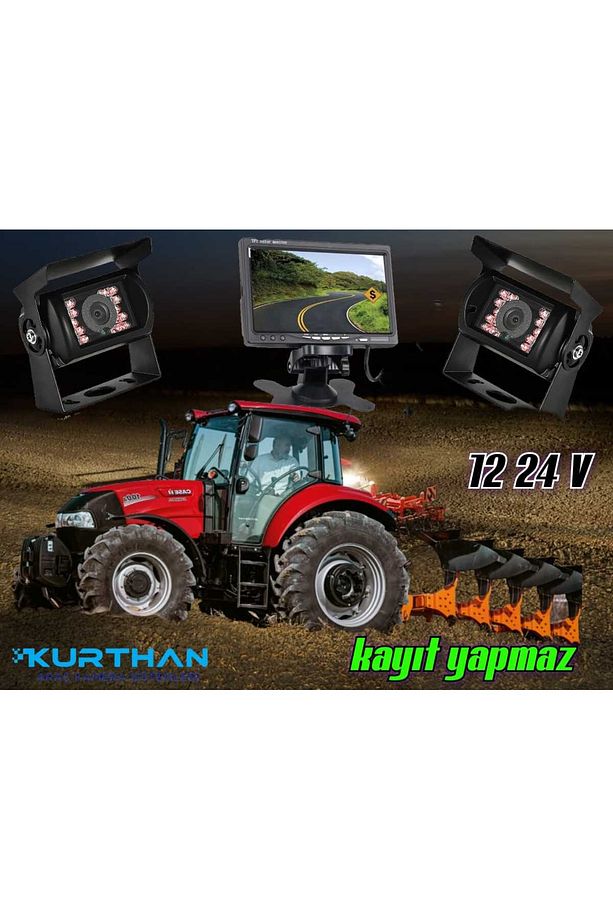 Traktör Biçerdöver 7 Inç Monitör Çift Kamera Sistemi Kayıt Yapmaz 12 - 24 Volt (twogo ) - 1