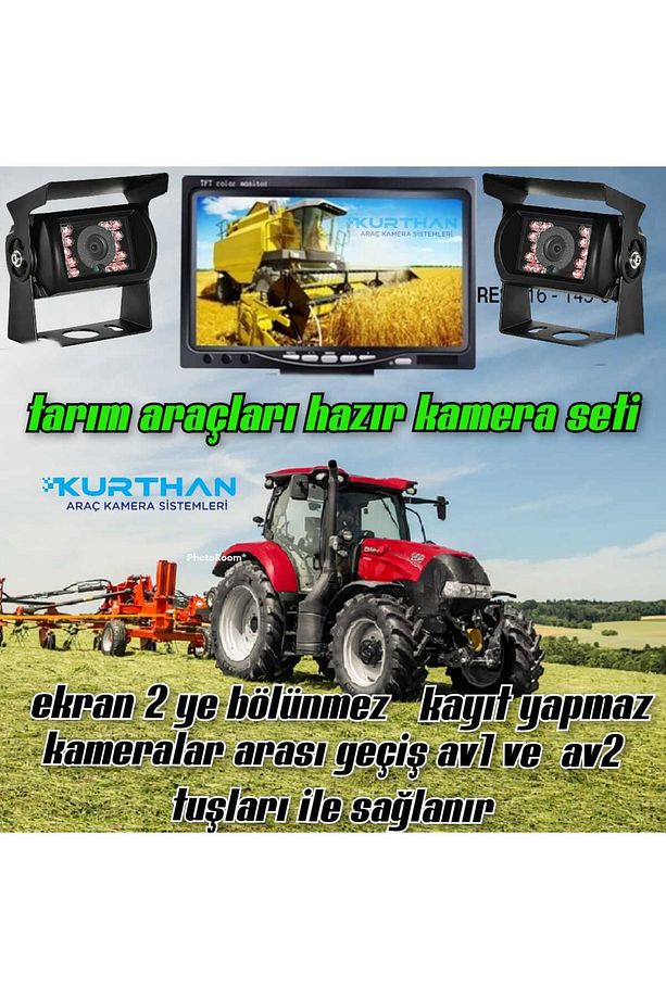 Kayıt Yapmaz Traktör Biçerdöver 7 Inç Monitör Ve Çift Kamera Sistemi 12 24 Volt ( Twogo ) - 2