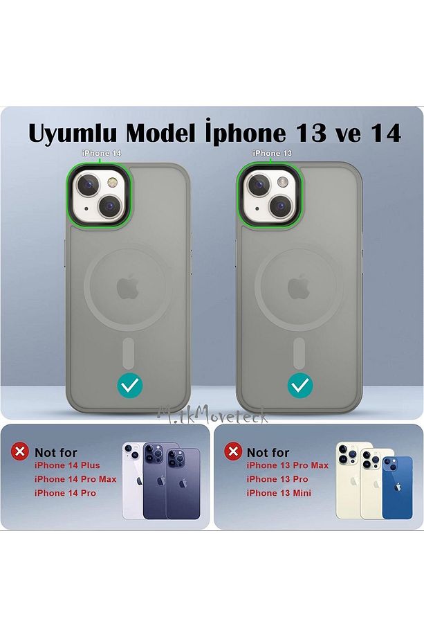 İphone 13 Kılıf Mat Magsafe Şarj Özellikli Darbe Önleyici Hassas Buton Renkli Yumuşak Kenar -Sio - 3
