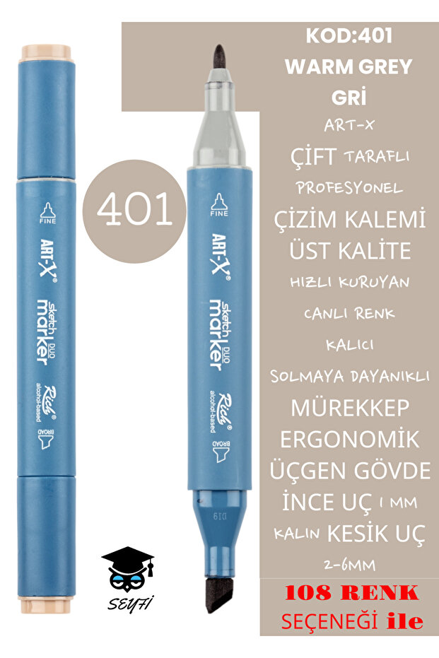 Double sided professional drawing pen permanent ink triangle body fine nib 1mm cut nib 2-6mm sketch
