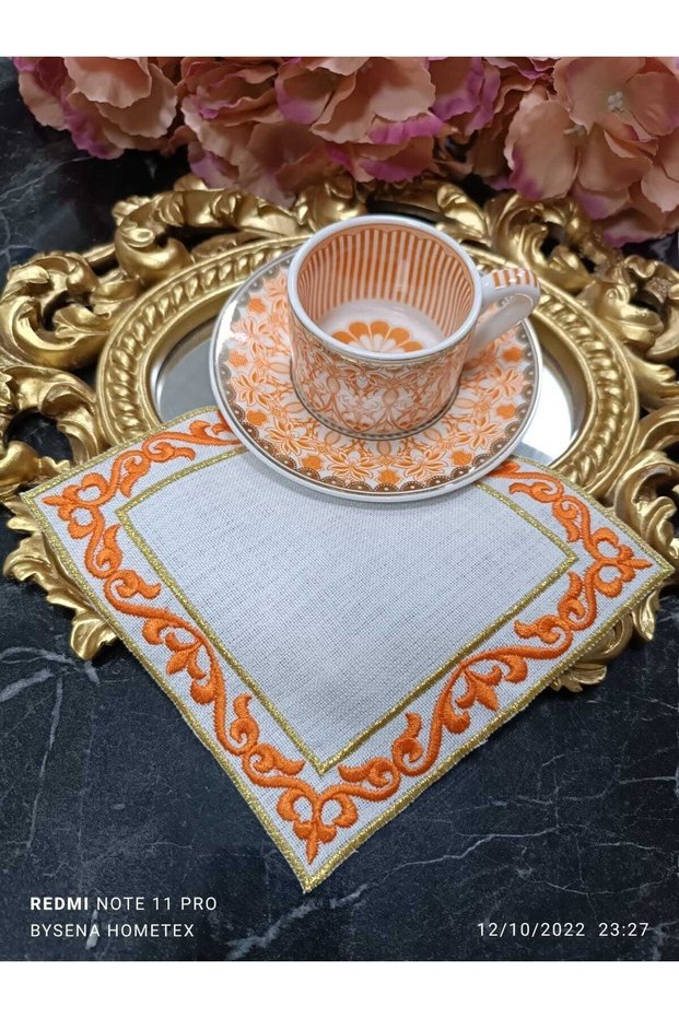 Hümmaşah Cocktail and Coffee Side Serving Napkin 1 Piece Orange Colored