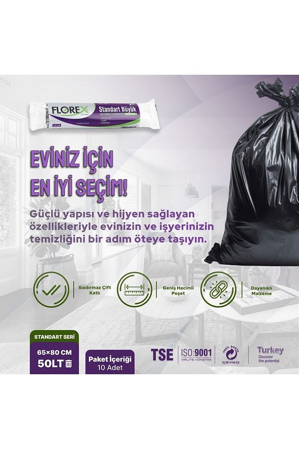 Standart Büyük Boy Siyah Çöp Poşeti X 5 Rulo - 2