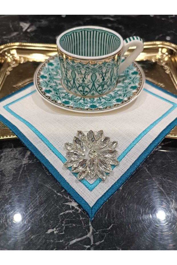 Stone detailed colored coffee side, cocktail, presentation napkin 1 piece